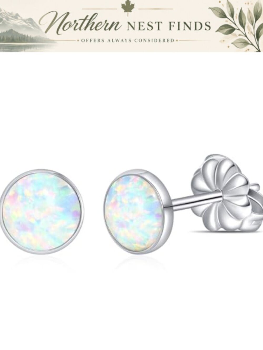 Pure Titanium Opal Stud Earrings Implant Grade Hypoallergenic Minimalist
